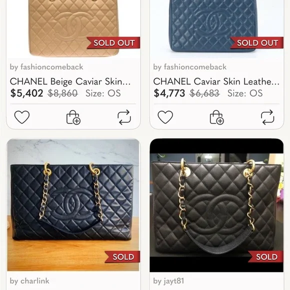 CHANEL Grand Shopping Tote GST White Caviar Leather with 24K Gold Hardware - Picture 12 of 14